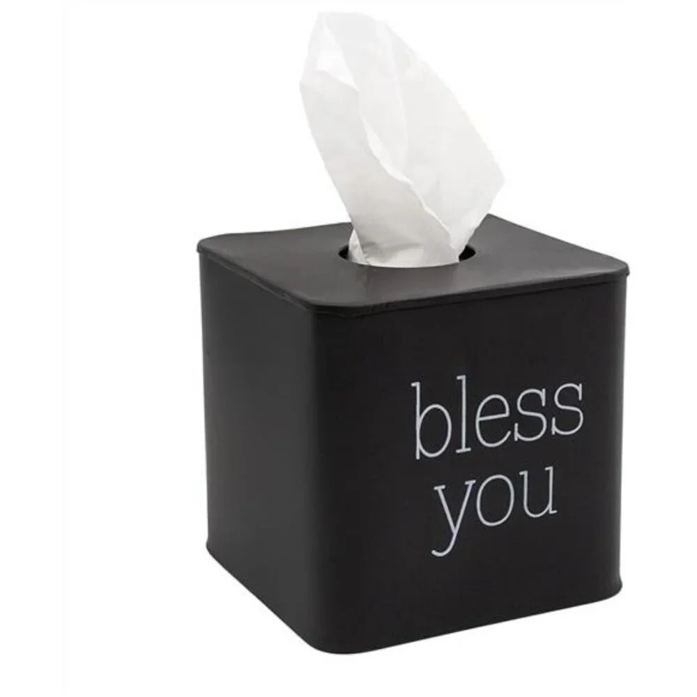 Black metal square tissue box cover cube tissue holder for bathroom bedroom offi